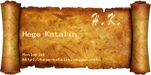 Hege Katalin névjegykártya